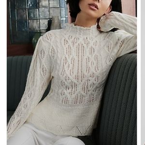 Express cream pointelle sweater